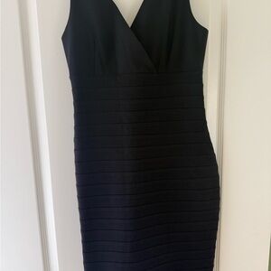 Express Black V-Neck Midi Dress